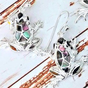 Frog Abalone & Sterling Earrings